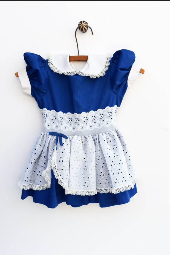 Baby Girl Blue With White Eyelet Dress