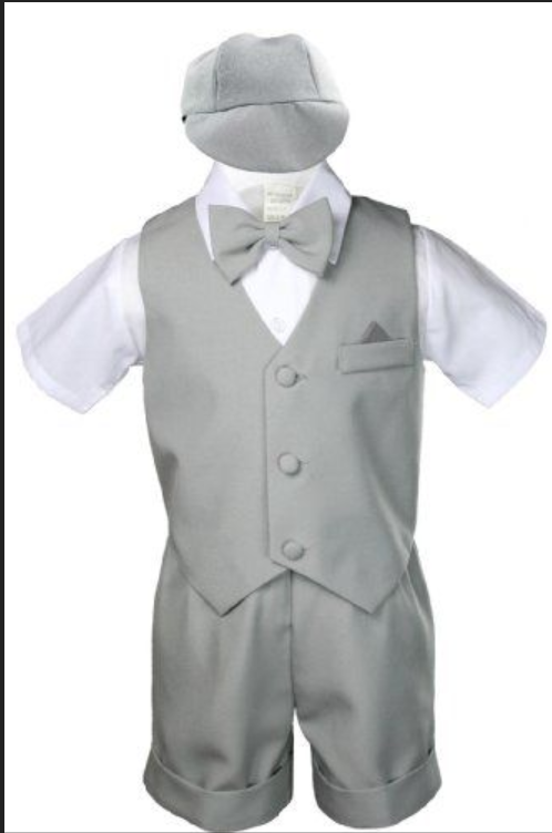 Gray Infant Boys Toddler Eton 5pc Formal Vest Suit
